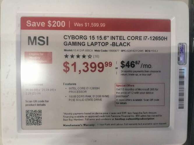 MSI I7 12650H 1400